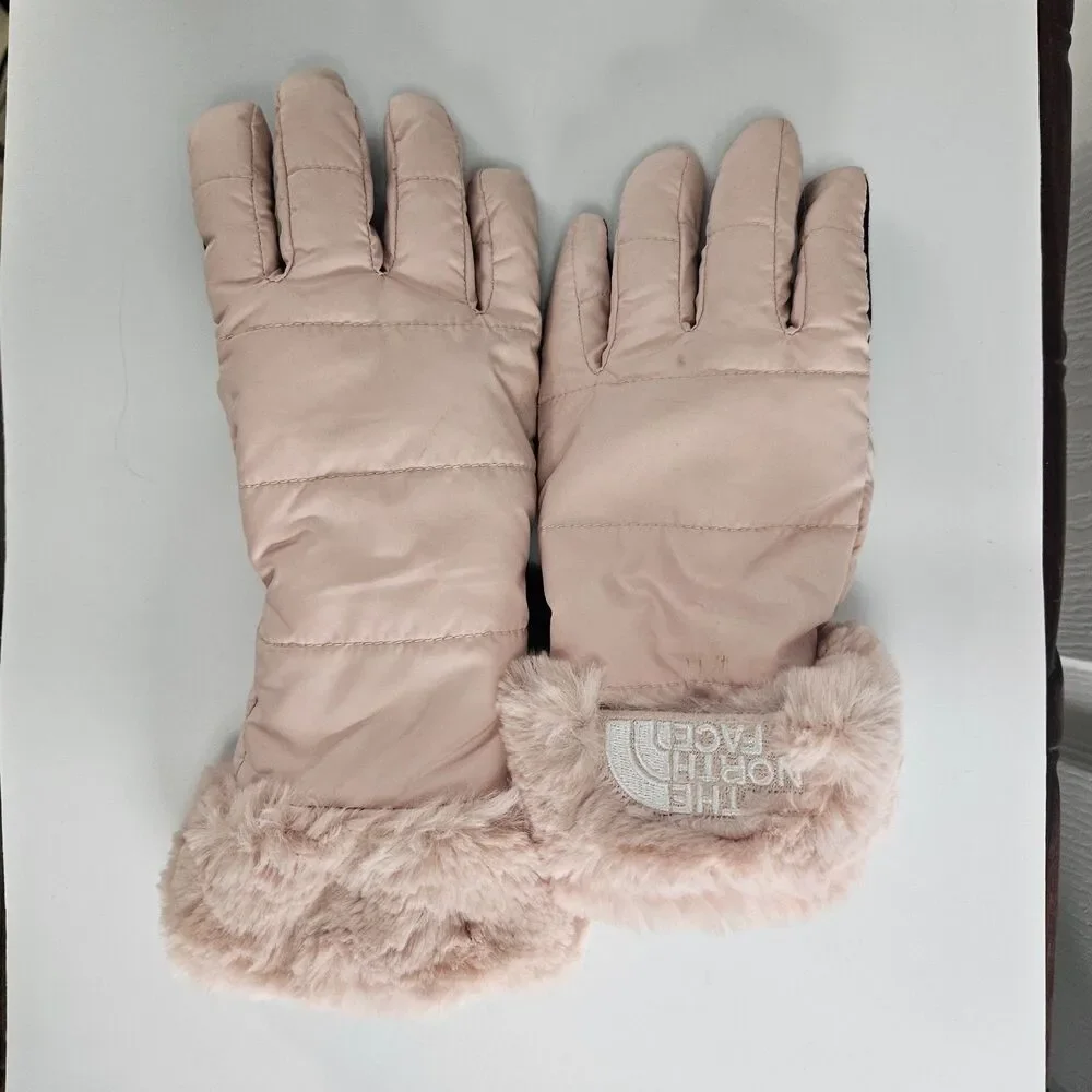 The North Face Girls Sz Medium Shasta Gloves Faux Fur Trimmed 8-9y